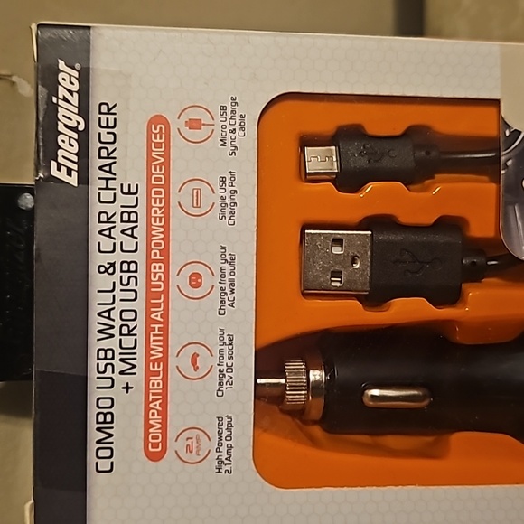 NWT Energizer Combo USB Wall & Car Charger + Micro USB Cable - Picture 6 of 7